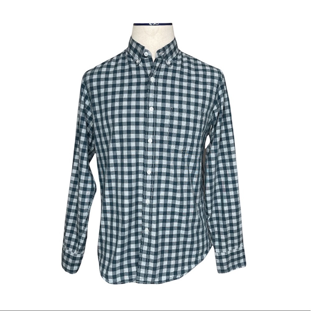 J. Crew Mens Sz M Green Plaid Long Sleeves Shirt